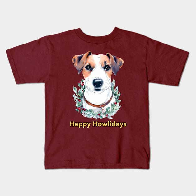 Happy Howlidays Jack Russell Terrier Kids T-Shirt by ZogDog Pro